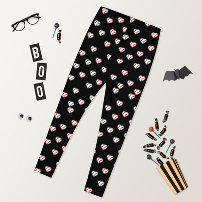 Baseball Heart Black Women's Leggings