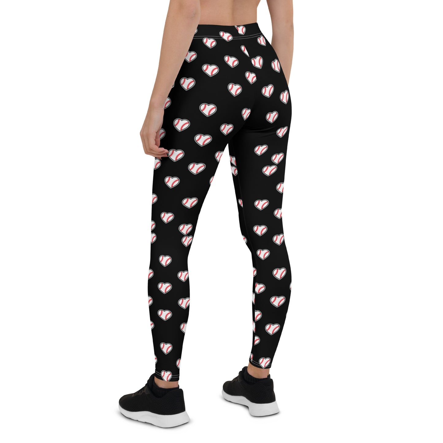 Baseball Heart Black Women's Leggings