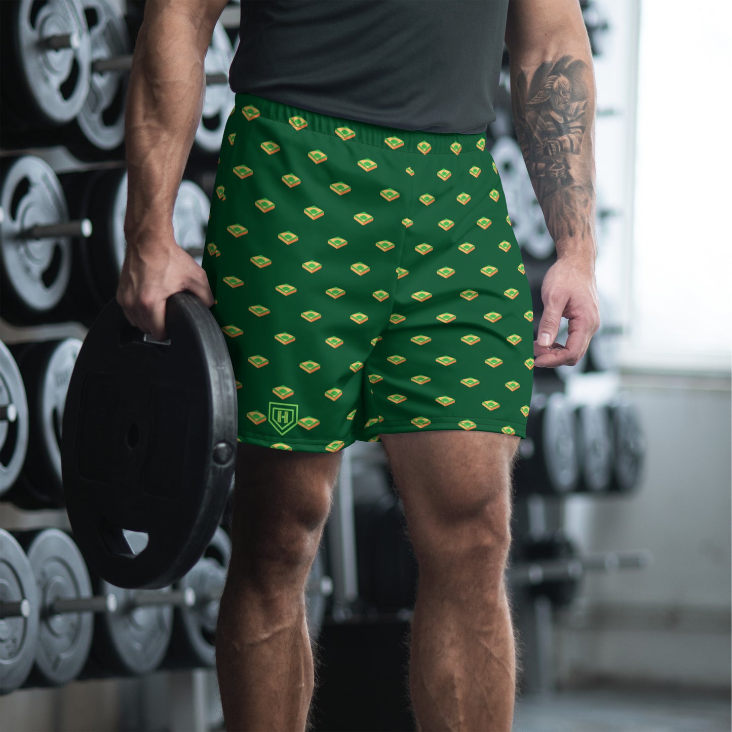 Baseball Diamond Green Men's Athletic Shorts