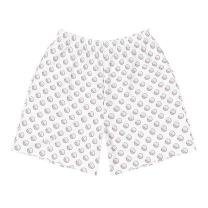 Baseball Print White Men's  Athletic Shorts