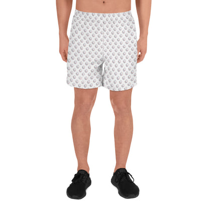 Baseball Print White Men's  Athletic Shorts