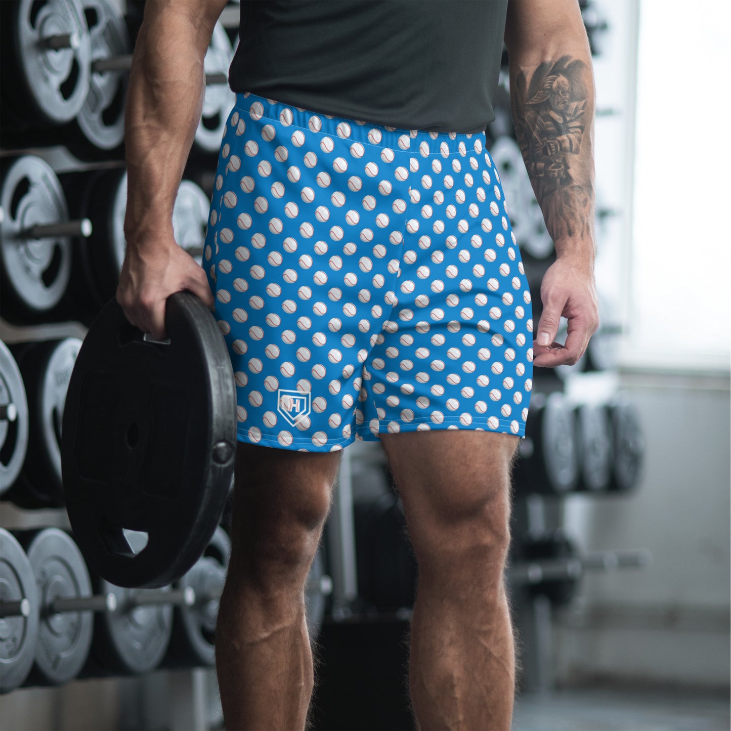 Baseball Print Royal Men's Athletic Shorts