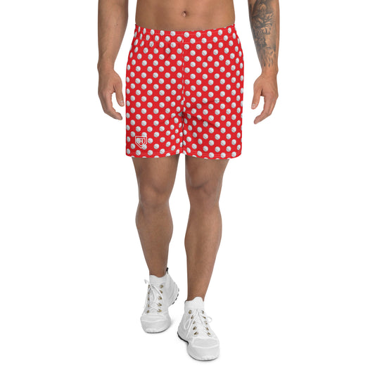 Baseball Print Red Men's Athletic Shorts
