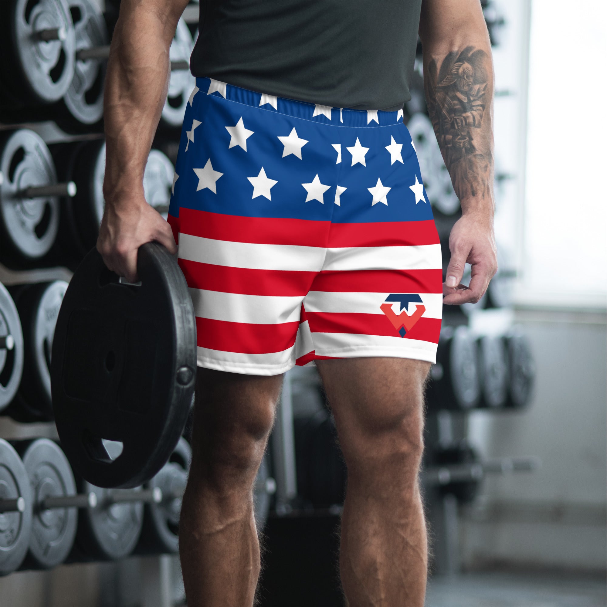 Tampa Warriors TW seal Stars & Stripes Men's Athletic Shorts