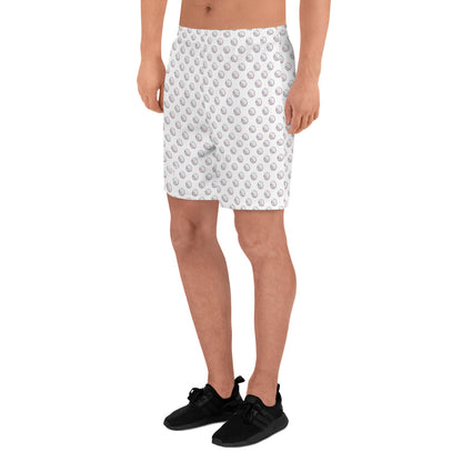 Baseball Print White Men's  Athletic Shorts