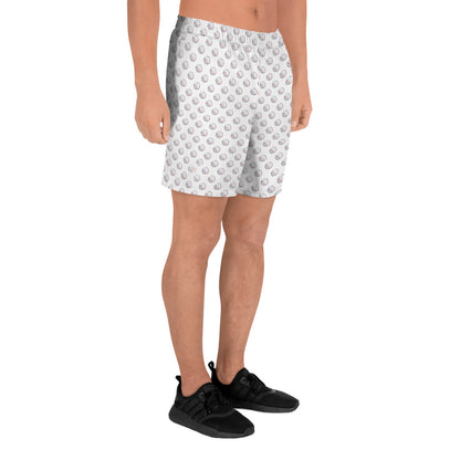 Baseball Print White Men's  Athletic Shorts