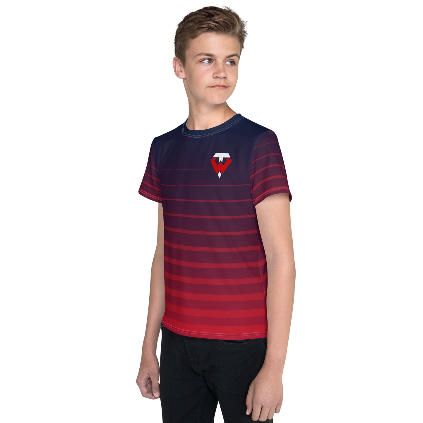 Tampa Warriors TW Seal Striped Youth Performance crew neck t-shirt