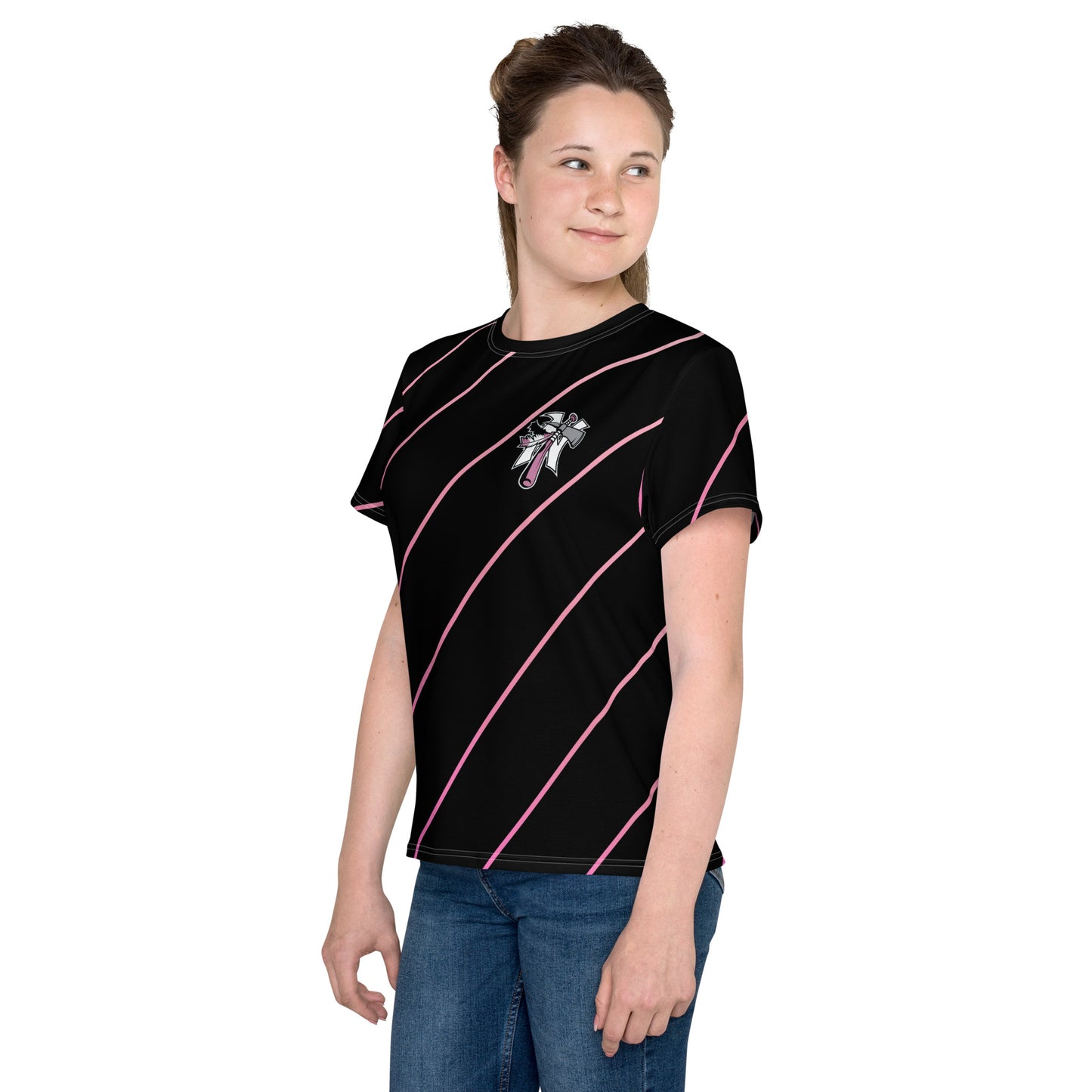 NTAA AB Softball Striped Youth Performance crew neck t-shirt