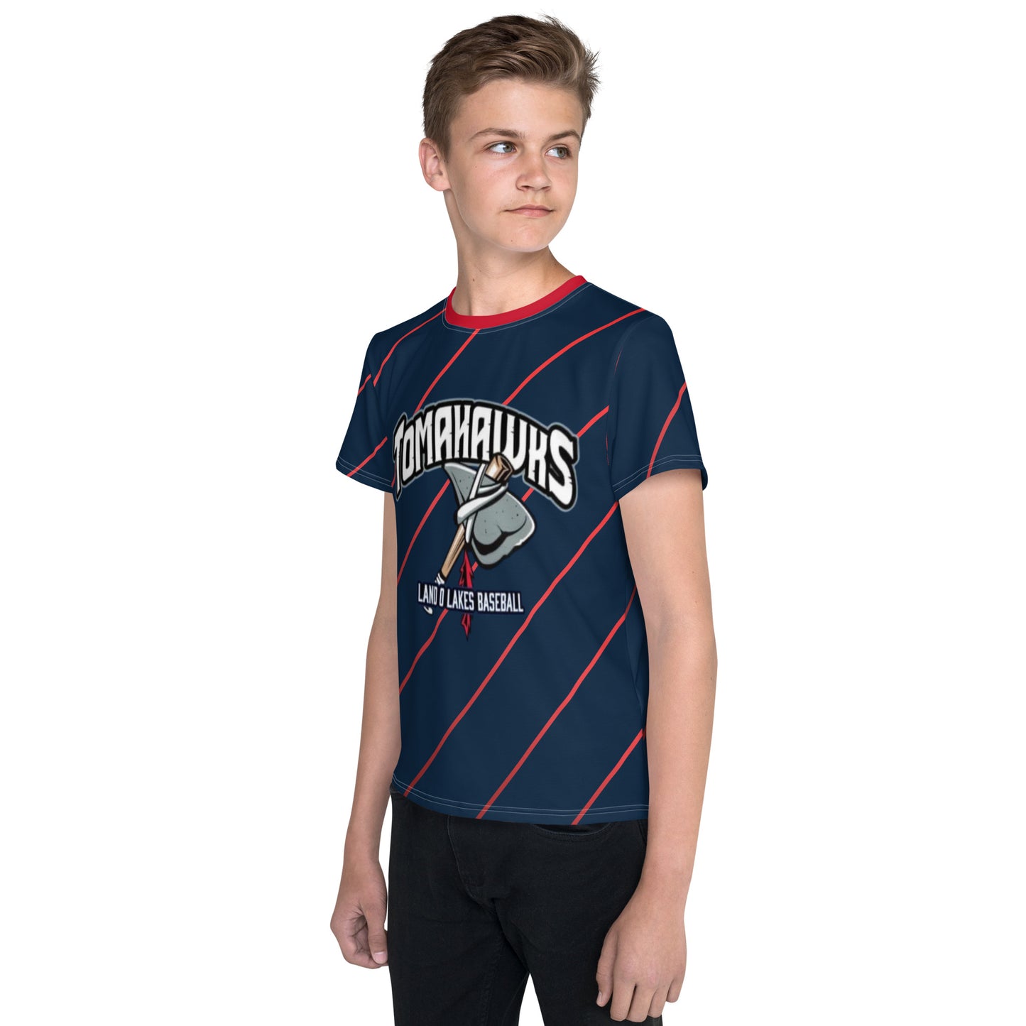 LOL Tomahawks Striped Youth Performance crew neck t-shirt