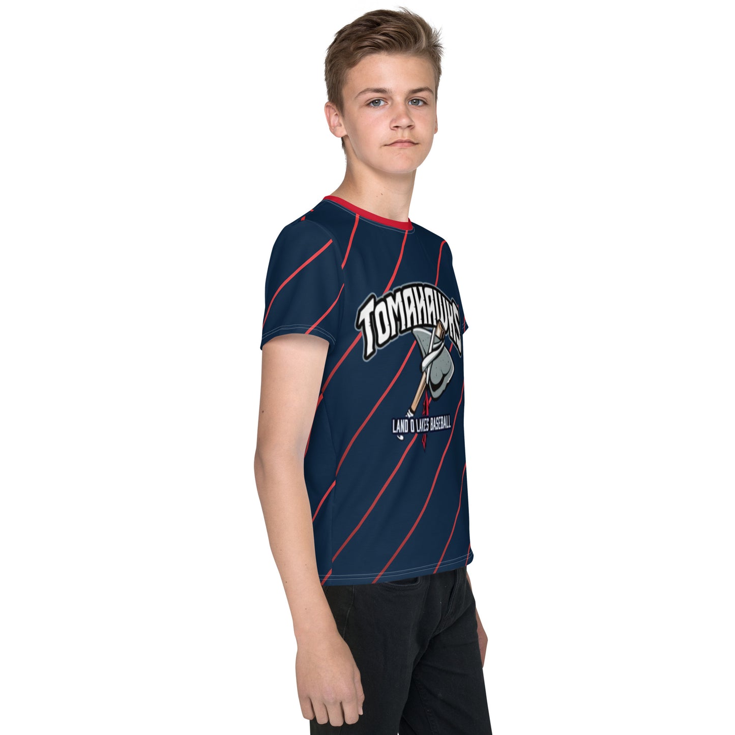 LOL Tomahawks Striped Youth Performance crew neck t-shirt