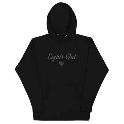 Black On Black Lights Out Script  Hoodie