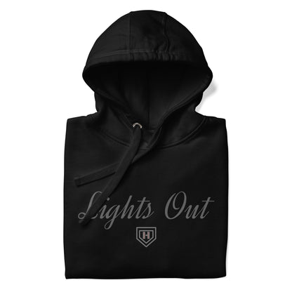 Black On Black Lights Out Script  Hoodie