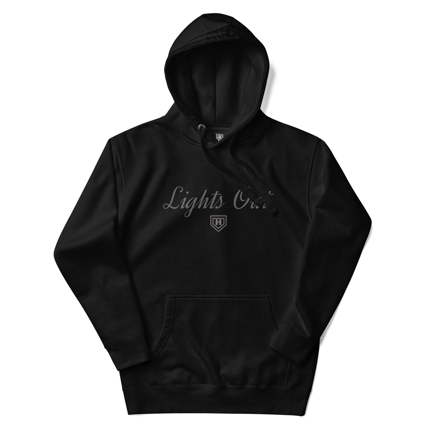 Black On Black Lights Out Script  Hoodie