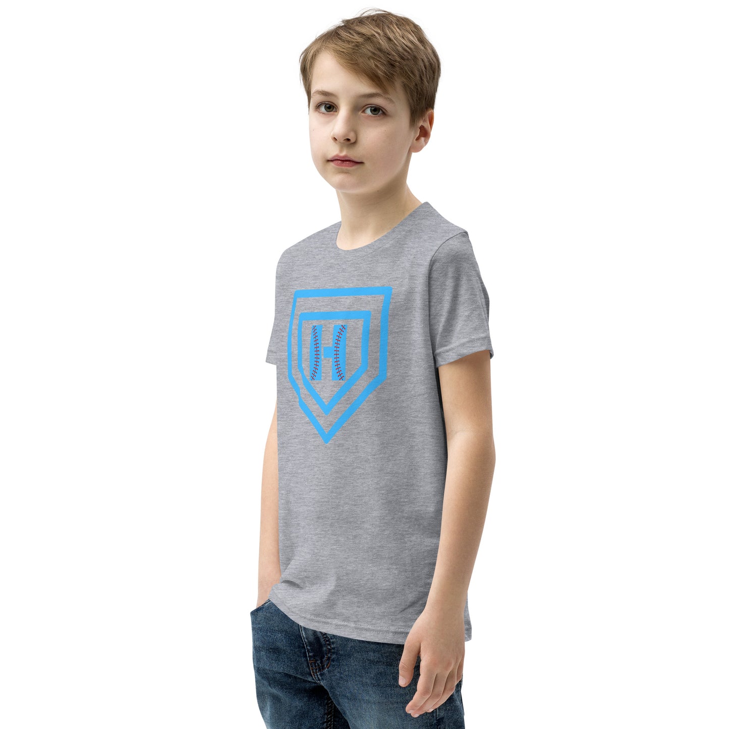 Blue H Seam Logo Youth Short Sleeve T-Shirt