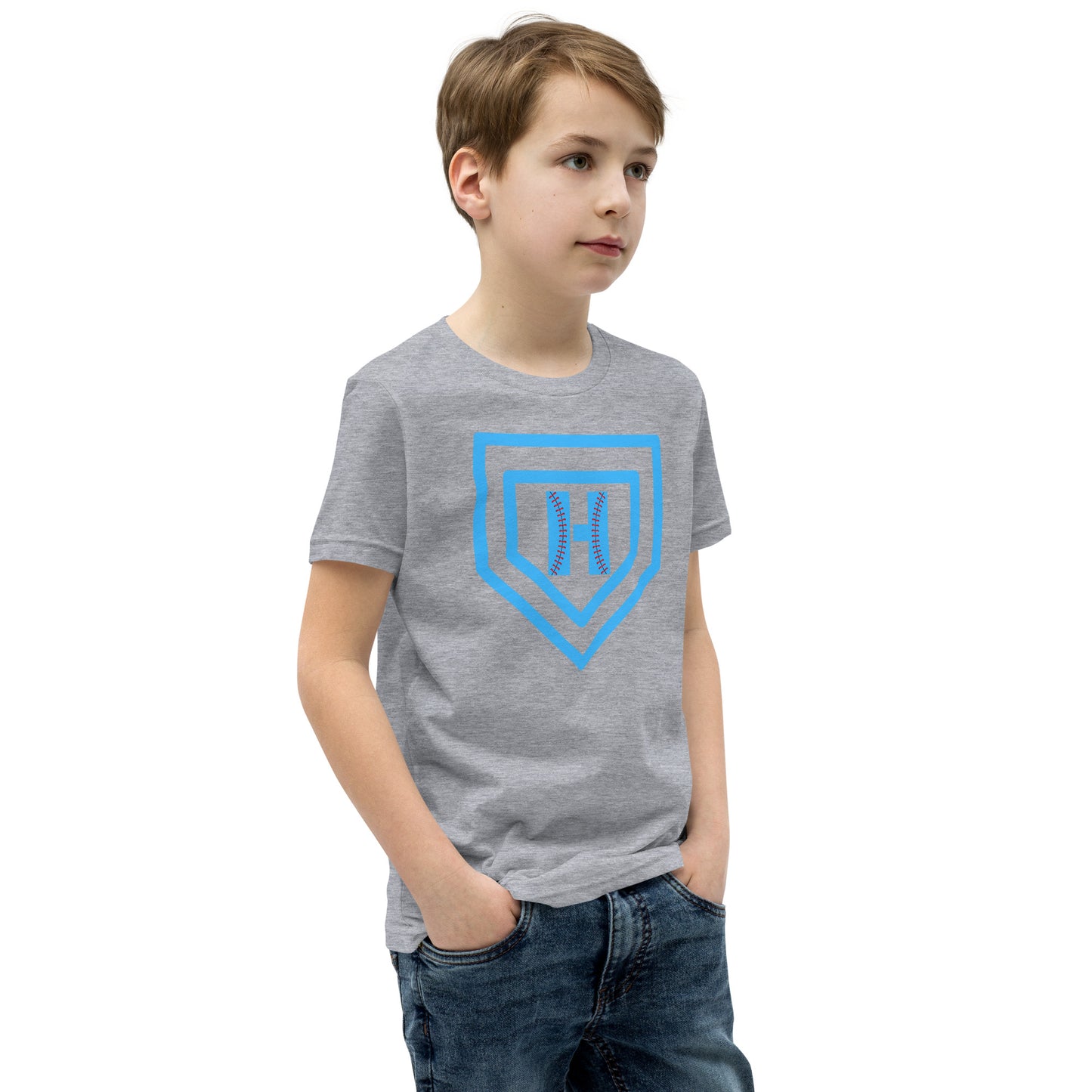 Blue H Seam Logo Youth Short Sleeve T-Shirt