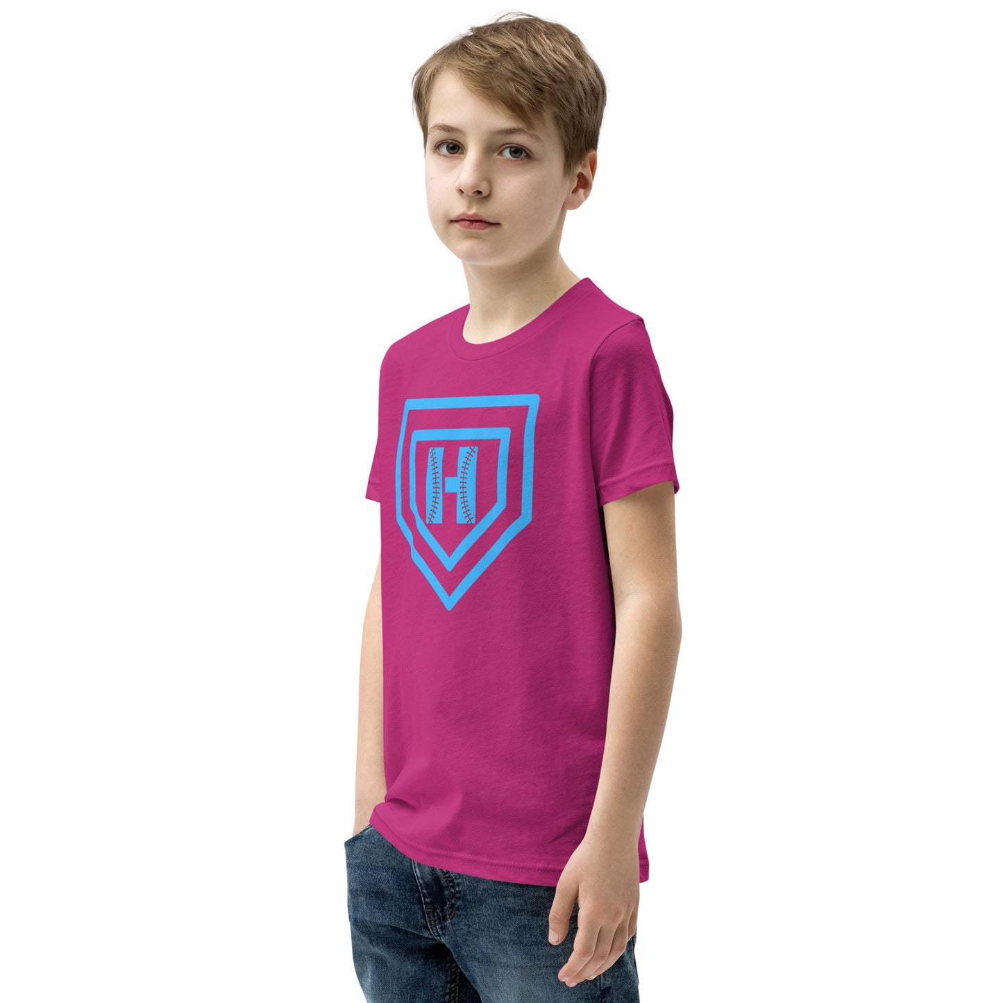 Blue H Seam Logo Youth Short Sleeve T-Shirt