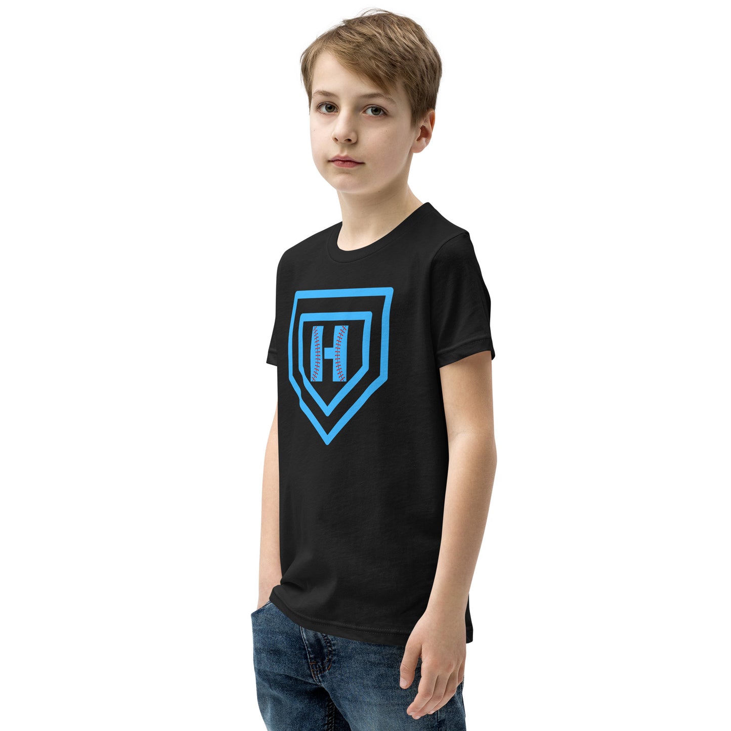 Blue H Seam Logo Youth Short Sleeve T-Shirt