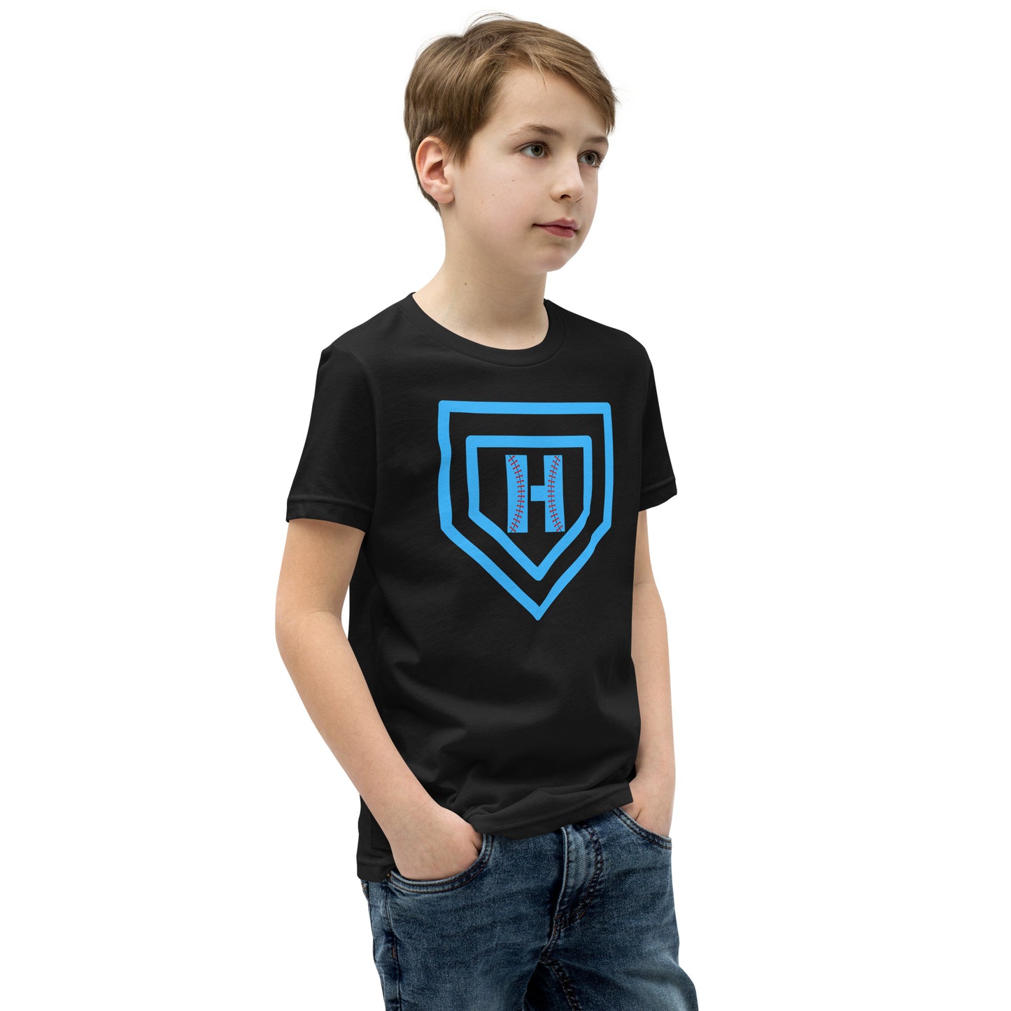 Blue H Seam Logo Youth Short Sleeve T-Shirt