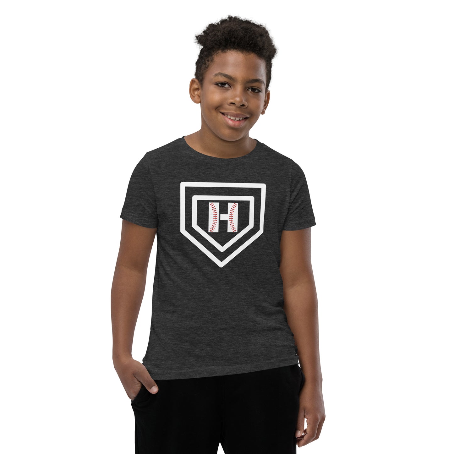 White H Seam Logo Youth Short Sleeve T-Shirt