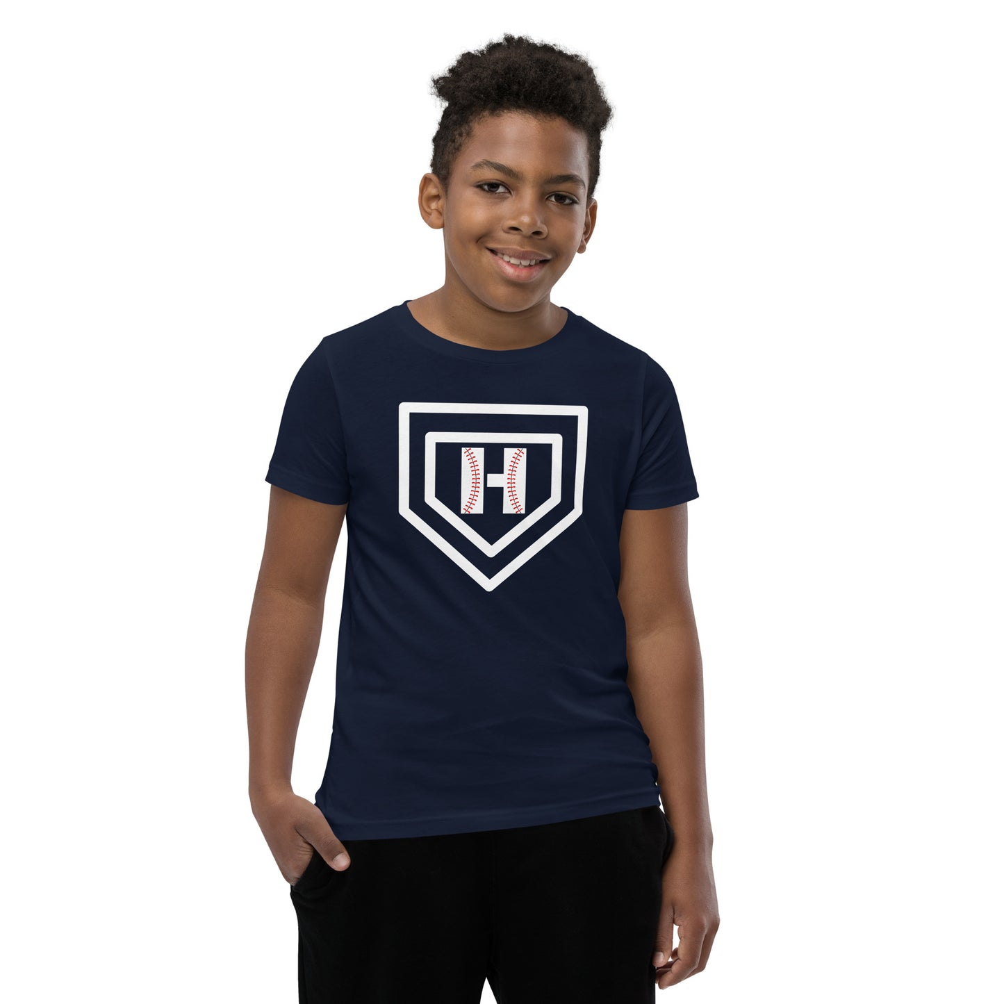 White H Seam Logo Youth Short Sleeve T-Shirt