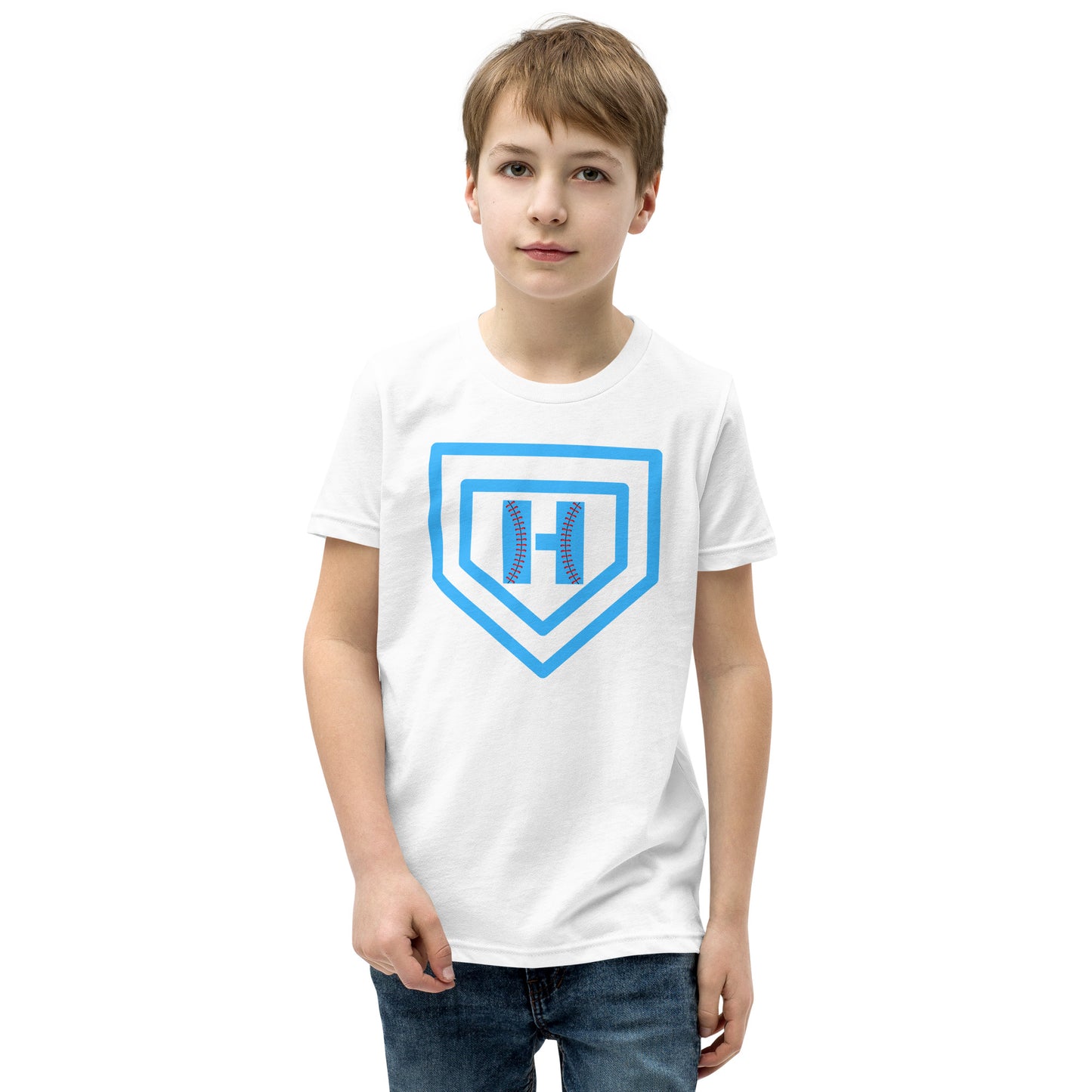 Blue H Seam Logo Youth Short Sleeve T-Shirt